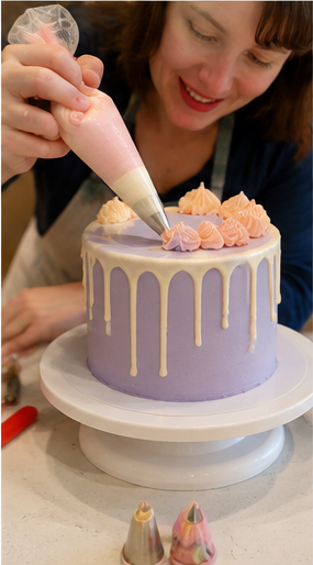 Student painting edible art in class